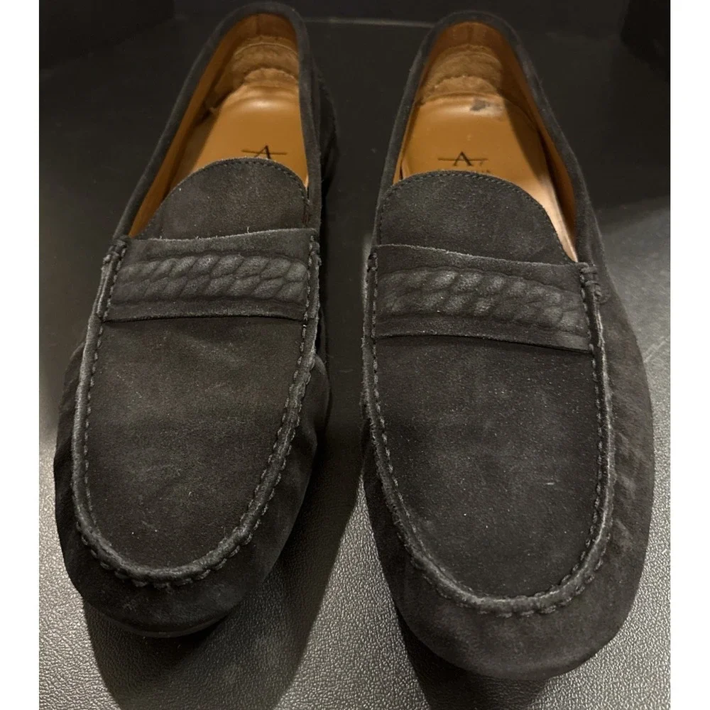 Aquatalia Mens Black Suede Size 12 Driving Loafers Moccasin‎ Italy